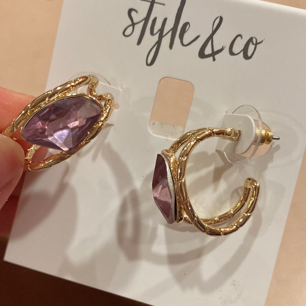 Purple and gold earrings